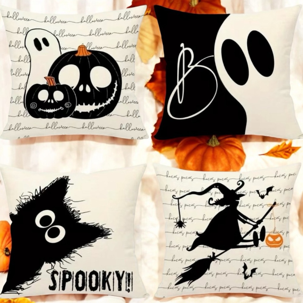 4pcs, Halloween Decor Pillow Covers 20x20 Inches Set Of 4 Halloween Decorations‎